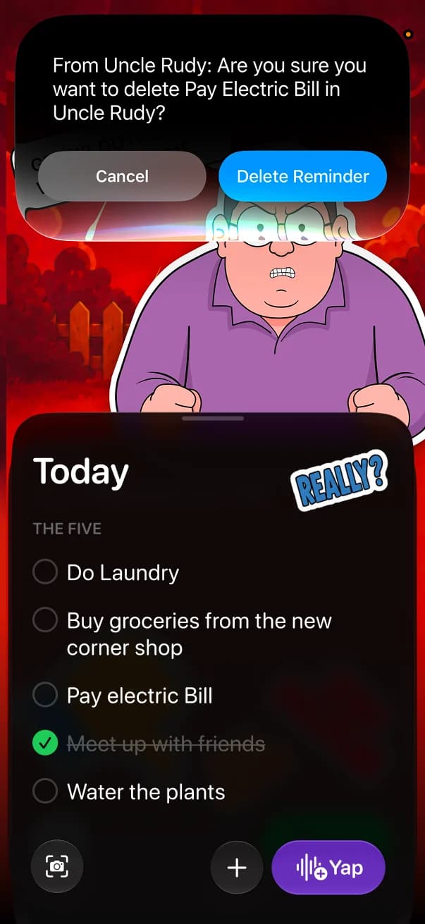 The task appearing in the list